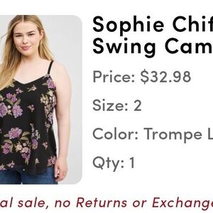 Torrid Black and Purple Floral Cami